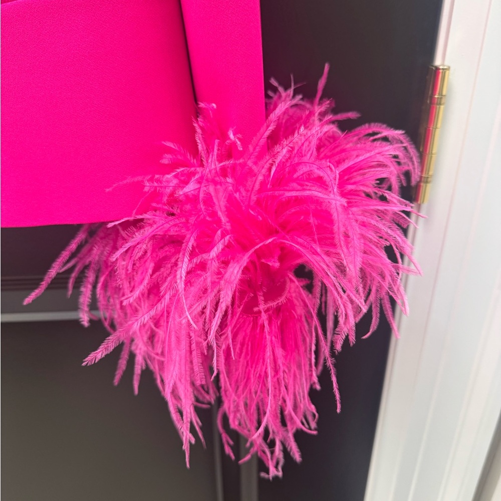 Zara Fuchsia Blazer with Feathered Cuffs - Picture 3 of 6